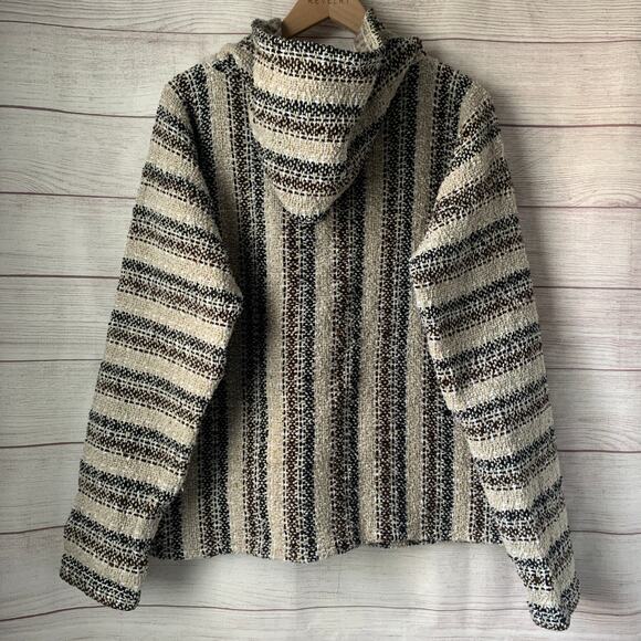 Agustin De La Cruz Vazquez Biege and Black Zip Up Hoodie Pockets Size Large - Picture 6 of 14